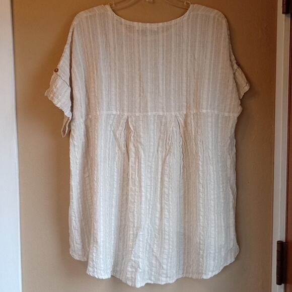 SpiritHouse Light Cotton Lagenlook Breezy Short Sleeve High Low Top Size L/XL - Picture 8 of 8